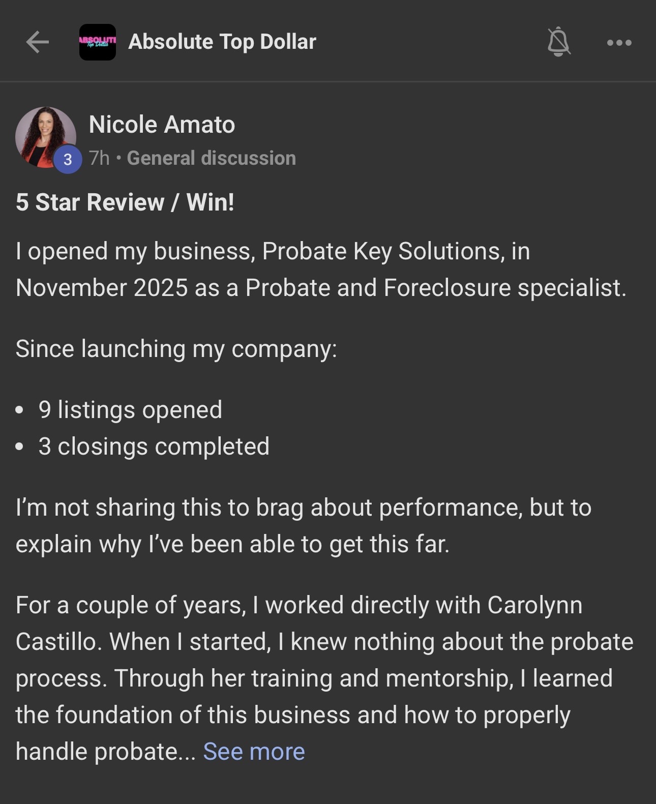 Nicole Amato posts 9 listings opened and 3 closings